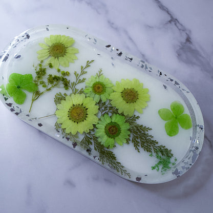 Green Flowers Tray