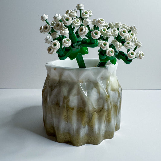 White & Gold Flower Pot