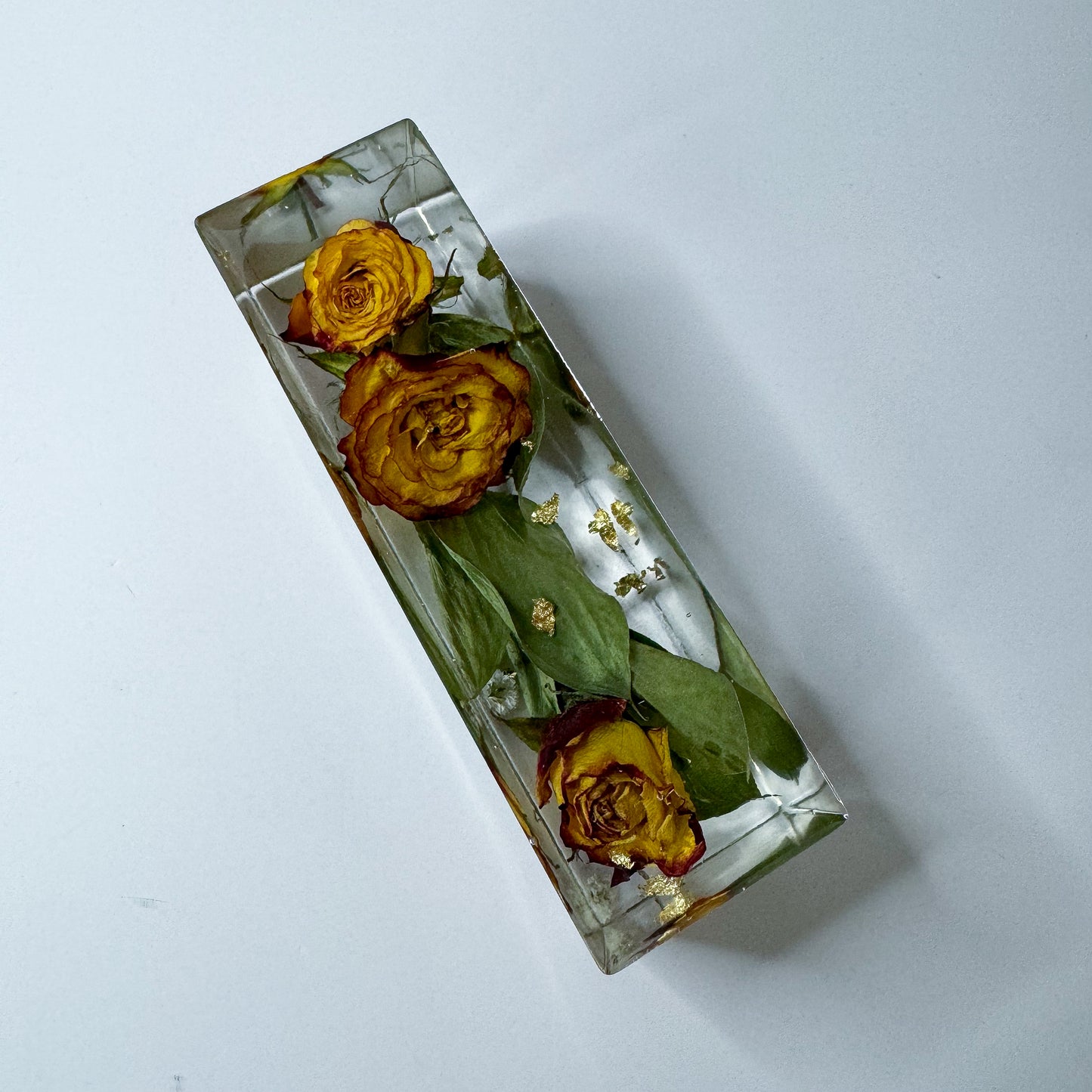 Golden Roses Paperweight Block